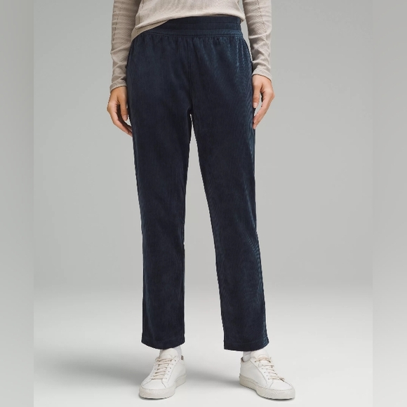 LULULEMON Scuba Blue Velvet Velour Corduroy Pull On Pants 12 - Picture 3 of 7